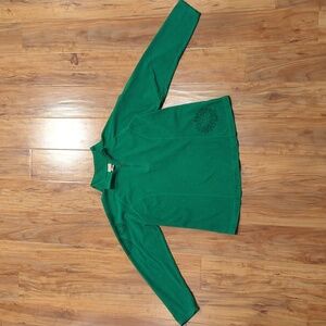 Vintage L.L. Bean Quarter Zip Floral Fleece Pullover Kelly Green Women's Large